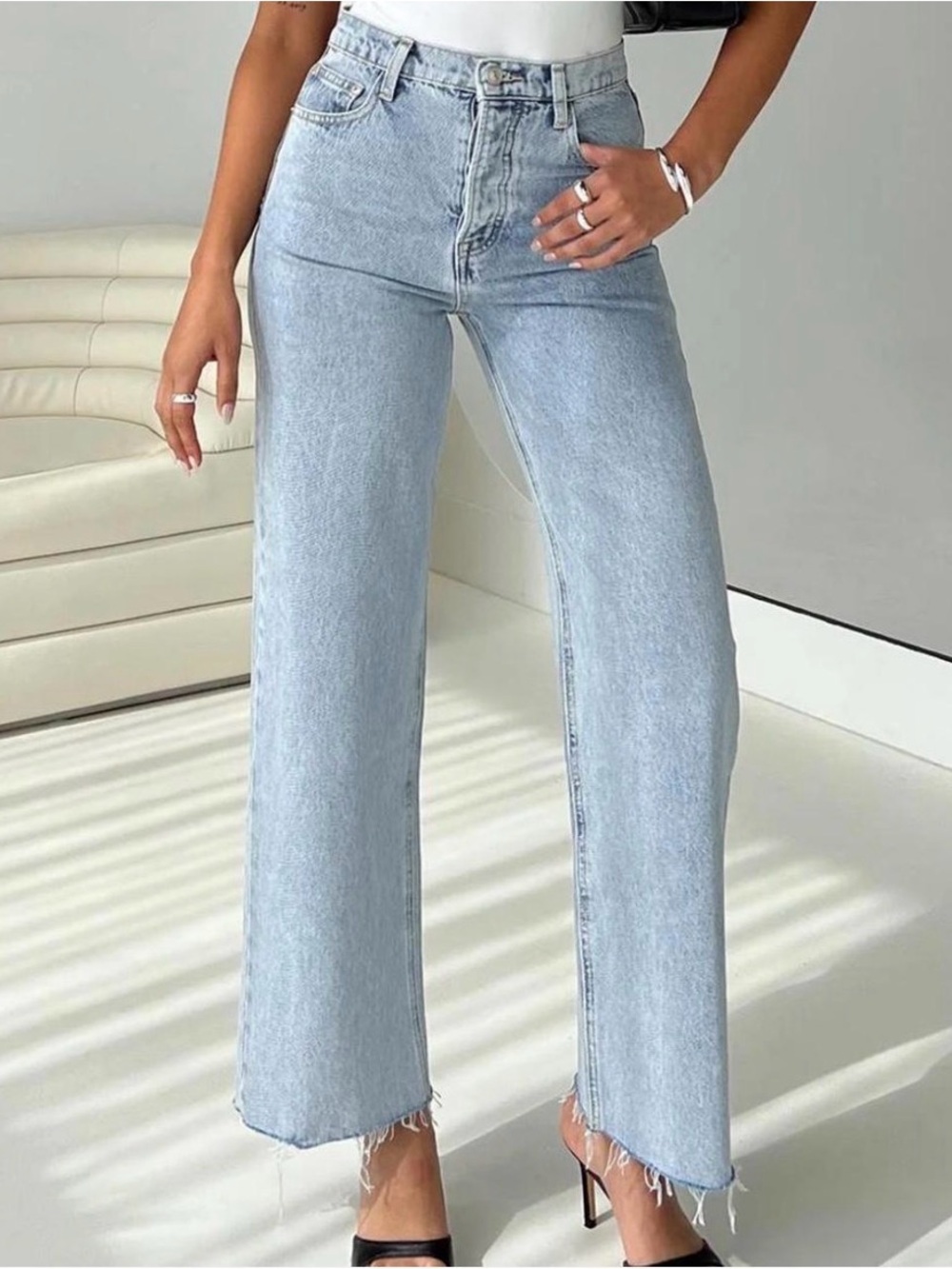 Princess Polly Organic Cotton High Rise Wide Leg Cropped Pant